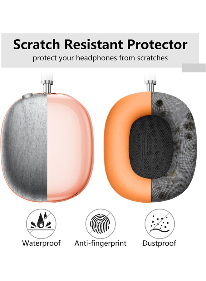 Silicone Case Cover for AirPods Max Headphones, Clear Soft TPU Ear Cups Cover/Ear Pad Case Cover/Headband Cover for AirPods Max (2024/2020) - Orange