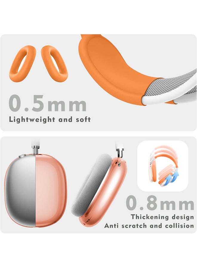 Silicone Case Cover for AirPods Max Headphones, Clear Soft TPU Ear Cups Cover/Ear Pad Case Cover/Headband Cover for AirPods Max (2024/2020) - Orange