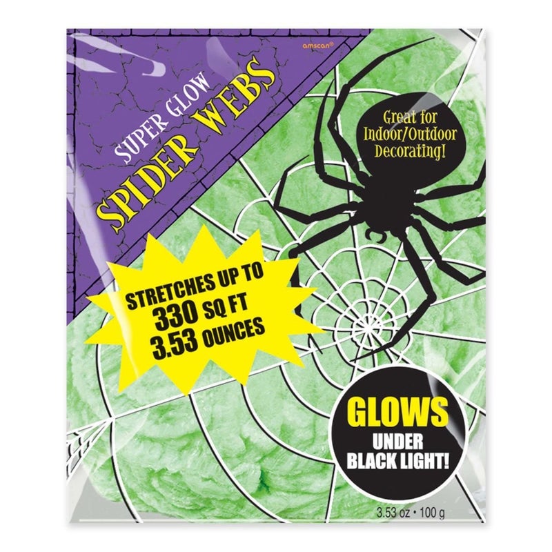 Amscan Green Polyester Spider Webs - 330 SQ FT, 3.53 oz - 1 Pack.