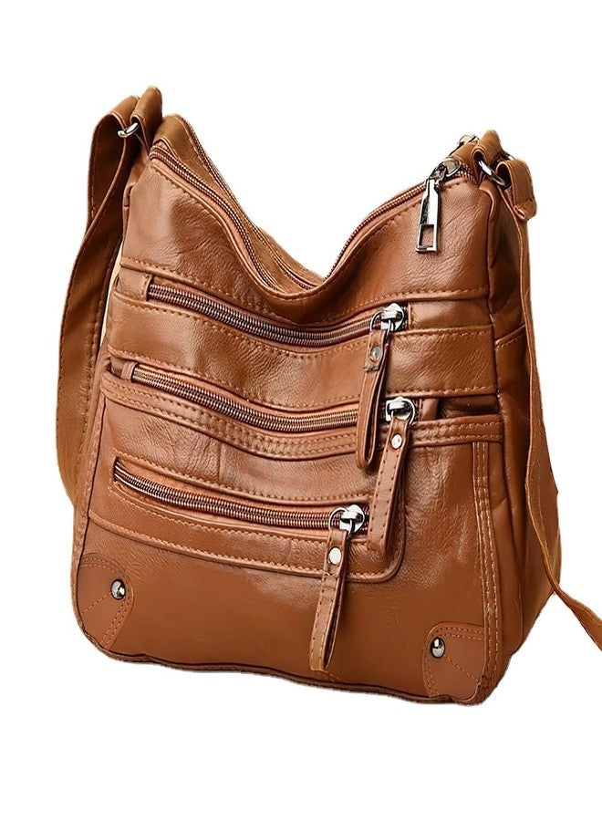 LassZone Women's Crossbody Bag Soft PU Leather Handbags Ladies Shoulder Bags Satchel Purse Multi-Pocket Messenger Bag - Image 1