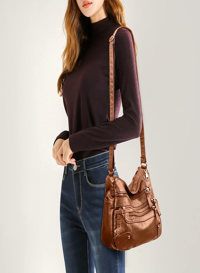 LassZone Women's Crossbody Bag Soft PU Leather Handbags Ladies Shoulder Bags Satchel Purse Multi-Pocket Messenger Bag - Image 2