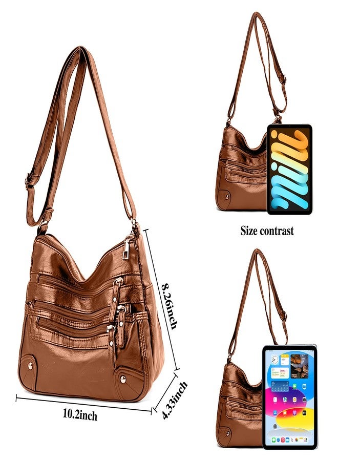 LassZone Women's Crossbody Bag Soft PU Leather Handbags Ladies Shoulder Bags Satchel Purse Multi-Pocket Messenger Bag - Image 4