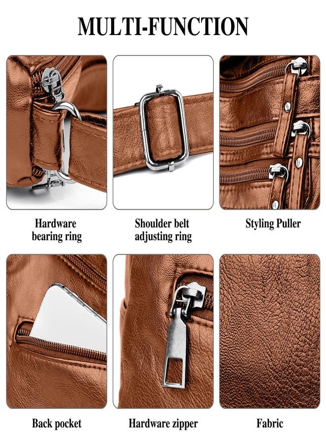 LassZone Women's Crossbody Bag Soft PU Leather Handbags Ladies Shoulder Bags Satchel Purse Multi-Pocket Messenger Bag - Image 5