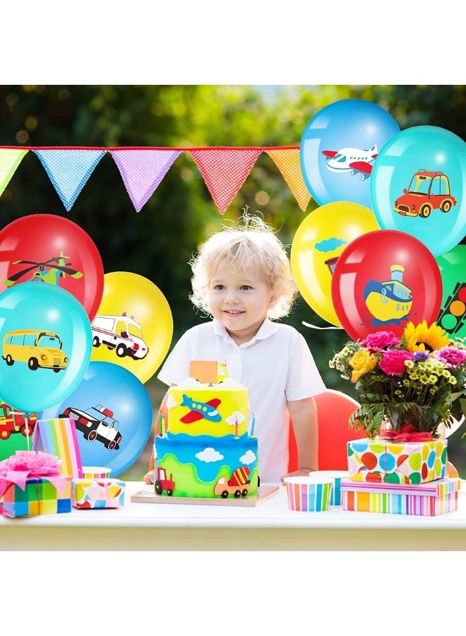 Threan 40 Pack Transportation Party Balloons Decorations Traffic Balloons Vehicle Latex Balloons Transport Party Supplies for Boys Kids Baby Shower Birthday Decoration - Image 2