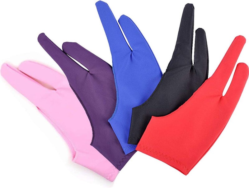 Gzingen 5 Pieces Artist Glove for Drawing Tablet, Two-Finger Tablet Drawing Gloves, Digital Artist Gloves for Graphics Pen Drawing Tablet Monitor Painting, Suitable for Right and Left Hand - Image 1