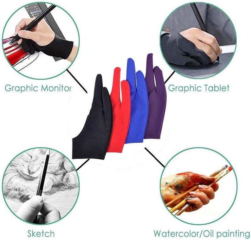 Gzingen 5 Pieces Artist Glove for Drawing Tablet, Two-Finger Tablet Drawing Gloves, Digital Artist Gloves for Graphics Pen Drawing Tablet Monitor Painting, Suitable for Right and Left Hand - Image 5