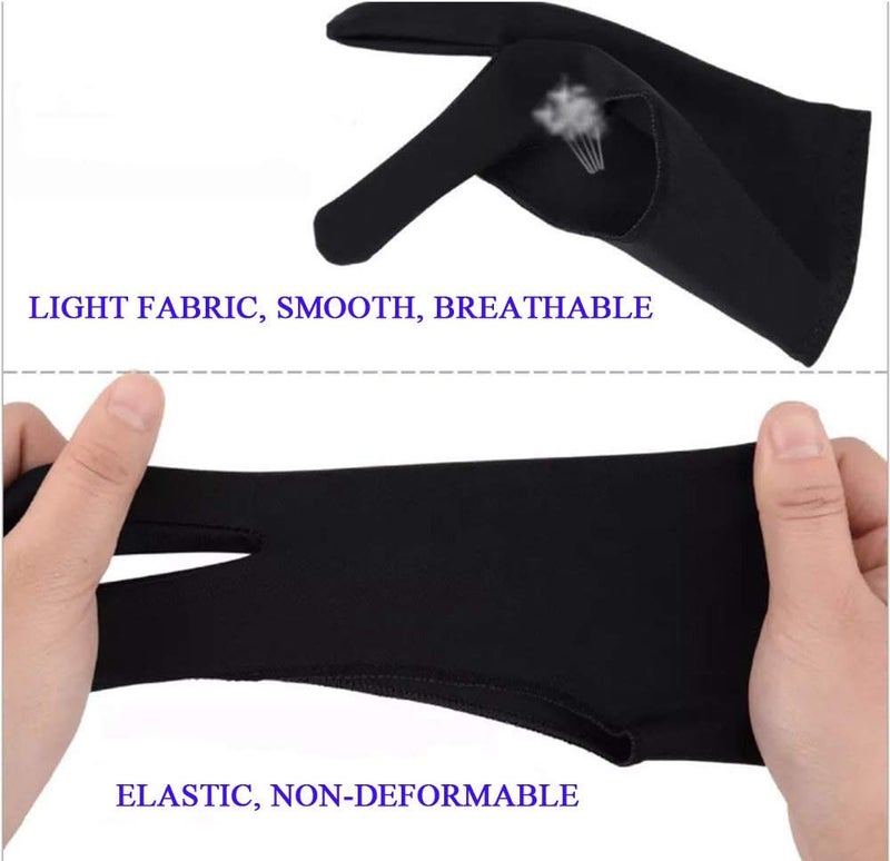 Gzingen 5 Pieces Artist Glove for Drawing Tablet, Two-Finger Tablet Drawing Gloves, Digital Artist Gloves for Graphics Pen Drawing Tablet Monitor Painting, Suitable for Right and Left Hand - Image 4