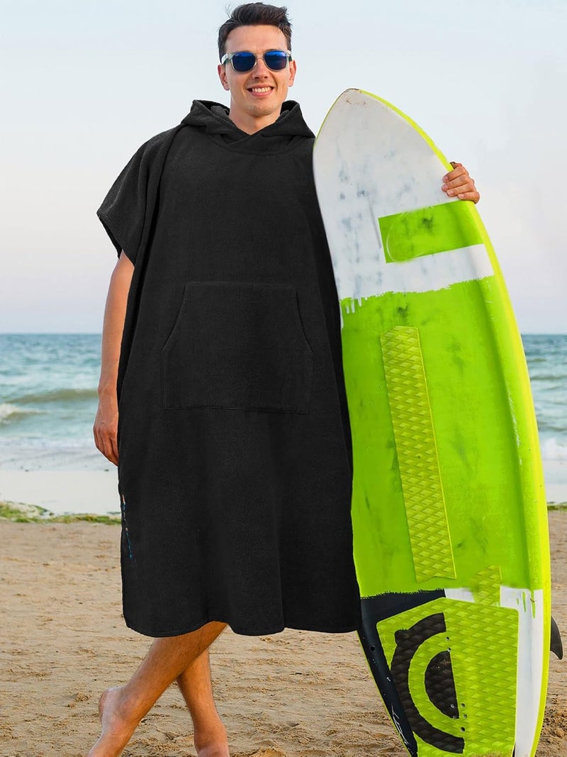 Suncube SUN CUBE Surf Poncho Changing Robe with Hood | Absorbent Quick Dry Microfiber Wetsuit Changing Towel with Pocket for Surfing Men Women, Black, One size - Image 2