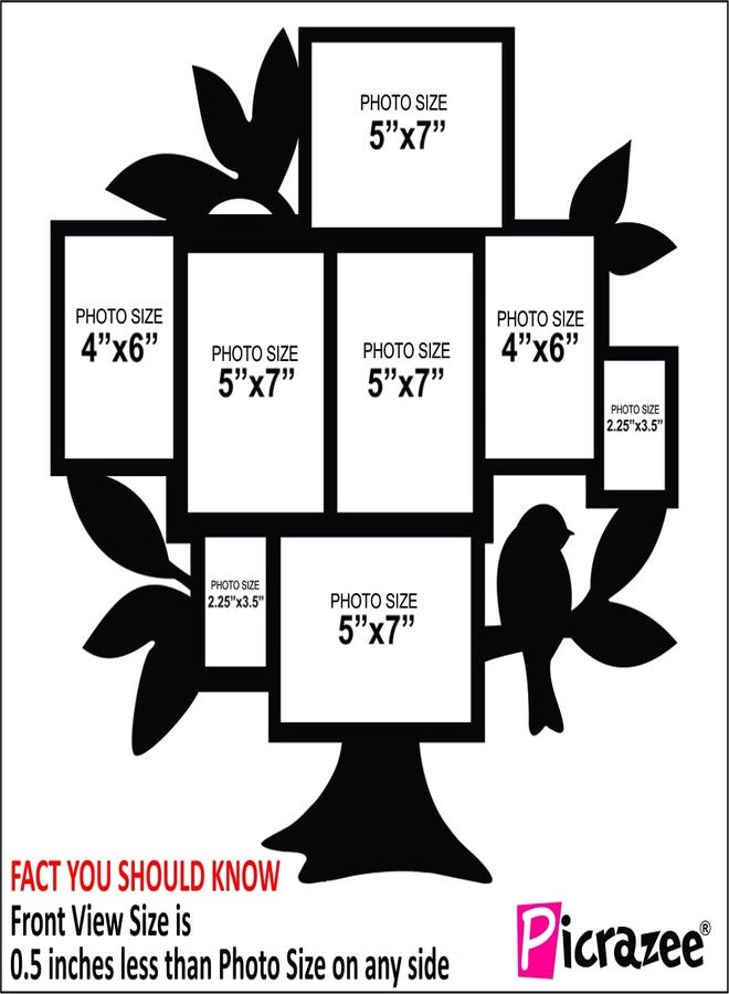 PICRAZEE MDF Wooden MDF Wall Collage Rectangular Photo Frame for Multiple Photos in a Single Frame Family Picture Frame Wall Décor for Living Room, Bedroom & Gifts (D7-FamilyTree), 58 x 58 cm - Image 4
