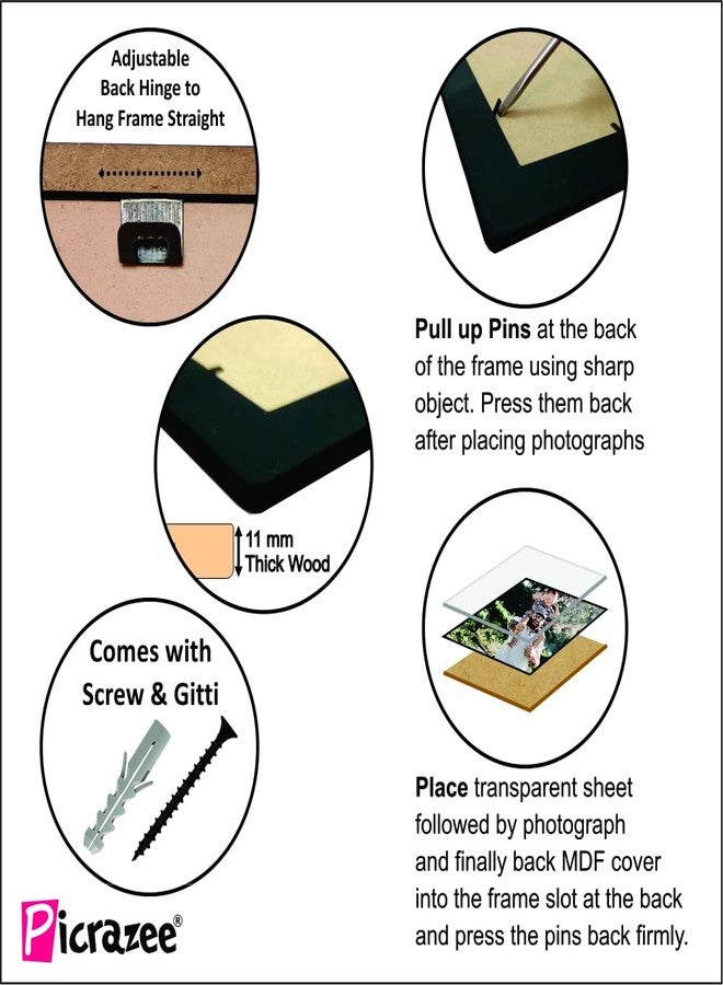 PICRAZEE MDF Wooden MDF Wall Collage Rectangular Photo Frame for Multiple Photos in a Single Frame Family Picture Frame Wall Décor for Living Room, Bedroom & Gifts (D7-FamilyTree), 58 x 58 cm - Image 3