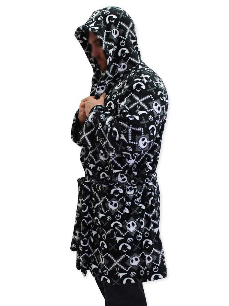 Disney The Nightmare Before Christmas Jack Skellington Adult Plush Hooded Fleece Robe (Small/Medium, Black) - Image 1