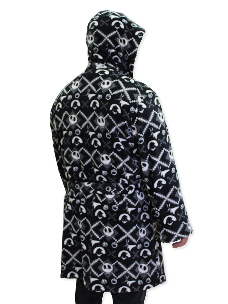 Disney The Nightmare Before Christmas Jack Skellington Adult Plush Hooded Fleece Robe (Small/Medium, Black) - Image 3