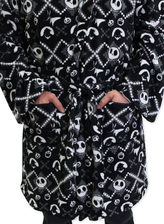 Disney Disney The Nightmare Before Christmas Jack Skellington Adult Plush Hooded Fleece Robe (Small/Medium, Black)  - Image 2