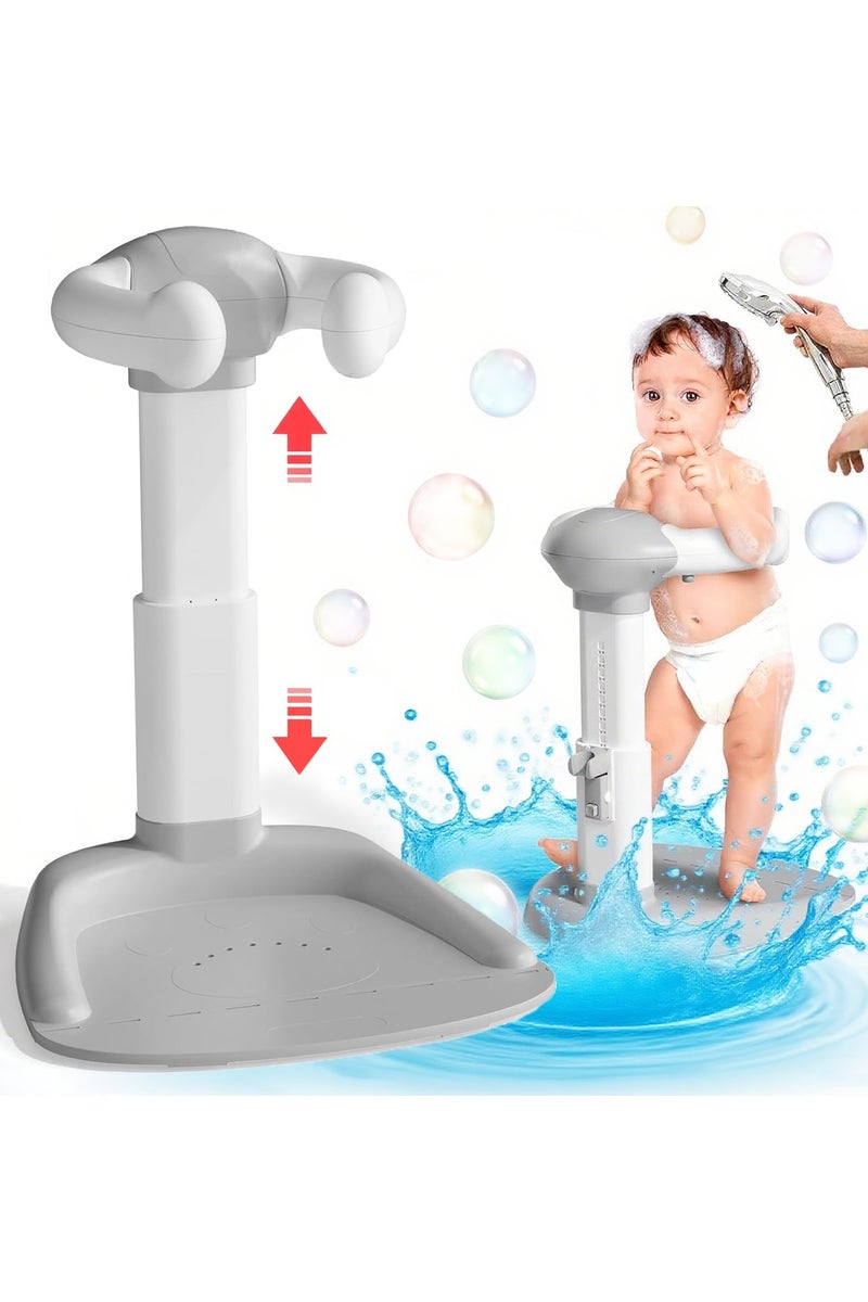 اكسيسن حامل دش قابل للتعديل للأطفال، حامل حمام قابل للعناق،  حامل دش للأطفال مع قاعدة مانعة للانزلاق، مساعد حمام للأطفال الرضع والأطفال الصغار - Image 1