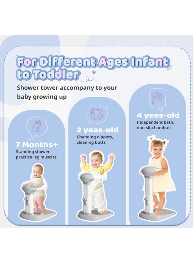 اكسيسن حامل دش قابل للتعديل للأطفال، حامل حمام قابل للعناق،  حامل دش للأطفال مع قاعدة مانعة للانزلاق، مساعد حمام للأطفال الرضع والأطفال الصغار - Image 2