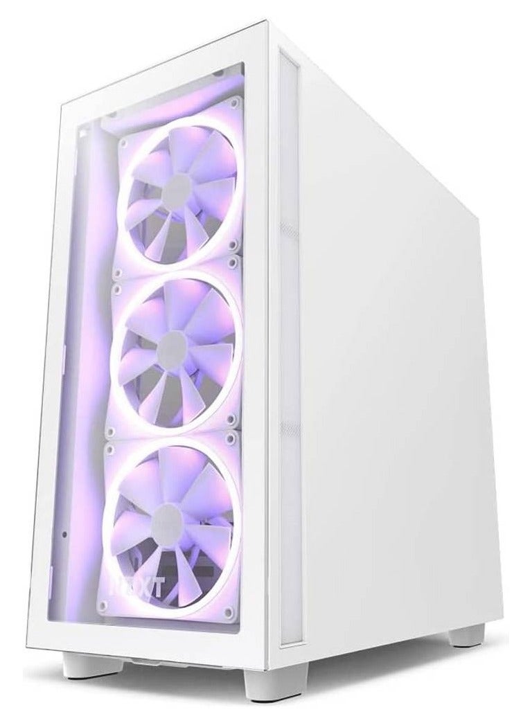 H7 Elite Premium ATX Mid-Tower Case, Tempered Glass & Steel, RGB with 3x F140 Fans, Supports Up to 360mm Radiators, GPU Clearance 400mm, USB-C & USB-A Ports, Tool-less Panels, 2x 3.5” & 4x 2.5” Drives, Matte White | CM-H71EW-02