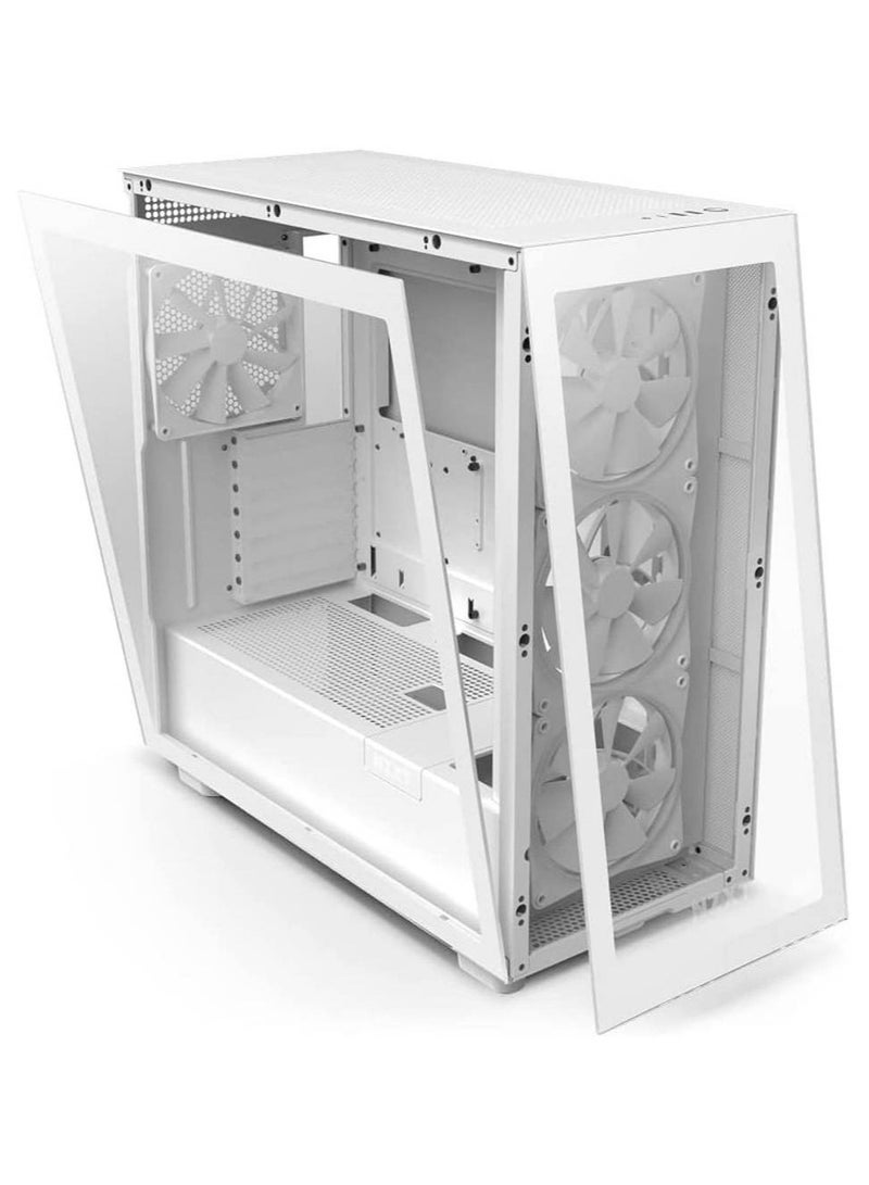 H7 Elite Premium ATX Mid-Tower Case, Tempered Glass & Steel, RGB with 3x F140 Fans, Supports Up to 360mm Radiators, GPU Clearance 400mm, USB-C & USB-A Ports, Tool-less Panels, 2x 3.5” & 4x 2.5” Drives, Matte White | CM-H71EW-02