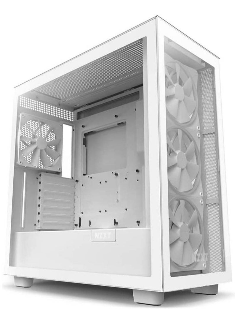H7 Elite Premium ATX Mid-Tower Case, Tempered Glass & Steel, RGB with 3x F140 Fans, Supports Up to 360mm Radiators, GPU Clearance 400mm, USB-C & USB-A Ports, Tool-less Panels, 2x 3.5” & 4x 2.5” Drives, Matte White | CM-H71EW-02