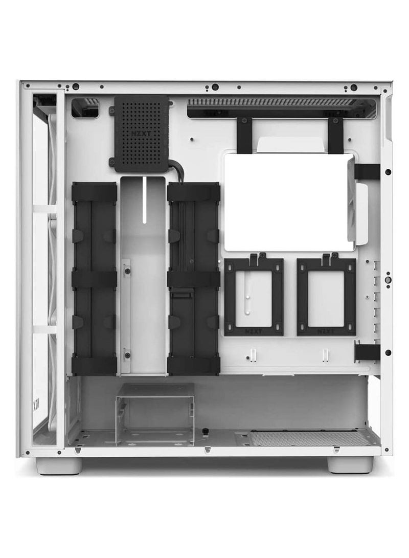 H7 Elite Premium ATX Mid-Tower Case, Tempered Glass & Steel, RGB with 3x F140 Fans, Supports Up to 360mm Radiators, GPU Clearance 400mm, USB-C & USB-A Ports, Tool-less Panels, 2x 3.5” & 4x 2.5” Drives, Matte White | CM-H71EW-02