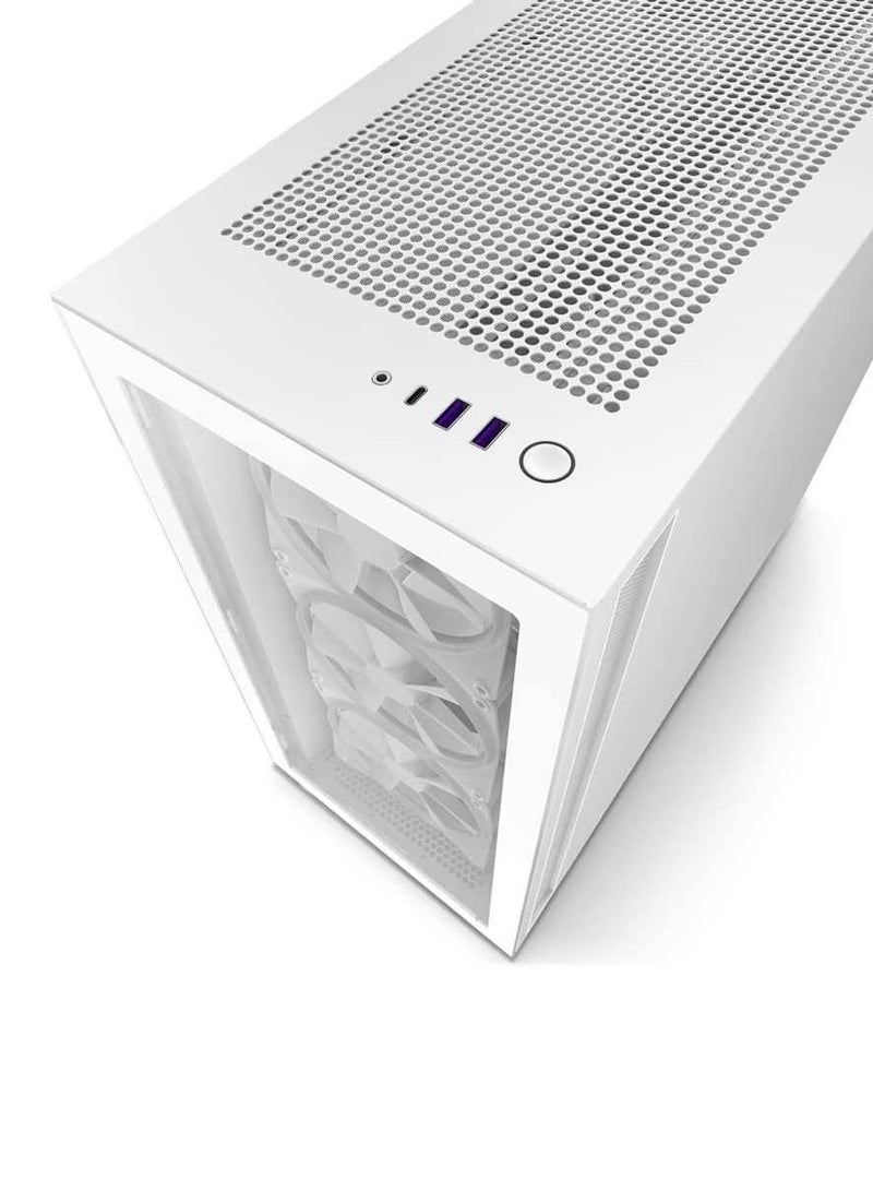 H7 Elite Premium ATX Mid-Tower Case, Tempered Glass & Steel, RGB with 3x F140 Fans, Supports Up to 360mm Radiators, GPU Clearance 400mm, USB-C & USB-A Ports, Tool-less Panels, 2x 3.5” & 4x 2.5” Drives, Matte White | CM-H71EW-02
