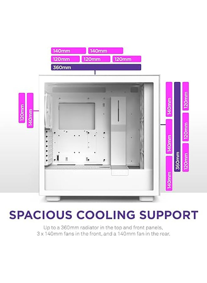 NZXT - H7 Elite - CM-H71EW-02 - ATX Mid Tower PC Gaming Case - Front I/O USB Type-C Port - Quick-Release Tempered Glass Side Panel - White (2023) - Image 1