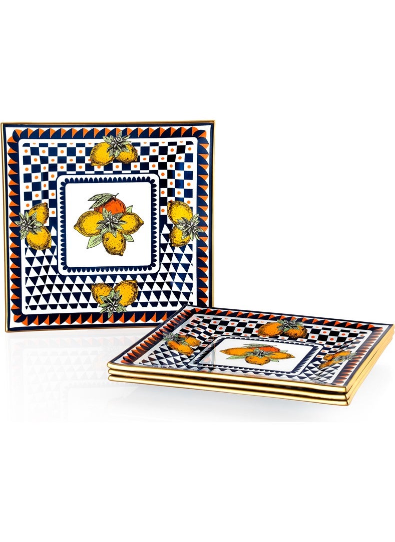 Schafer Print 4 Piece Square Cake SET-LACIVERT02  - Image 2
