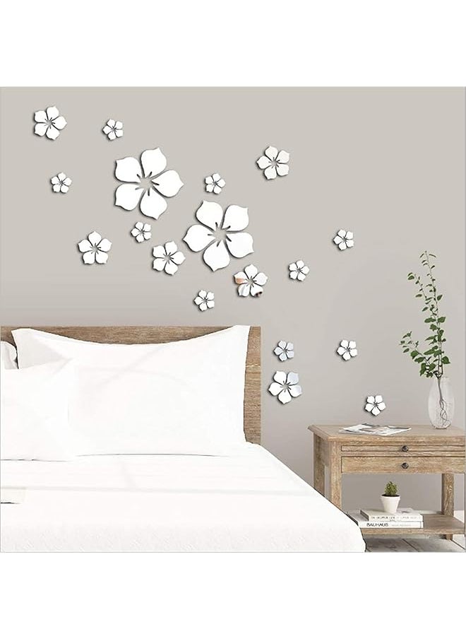 erorex Acrylic Mirror Wall Sticker Decal Self Adhesive Mirror Wall Decor Removable Mirror Decor 3D Flower Diy Wall Sticker For Home Living Room Bedroom Decor 3D Flower Diy Wall Decoration 18Pcs  - Image 4