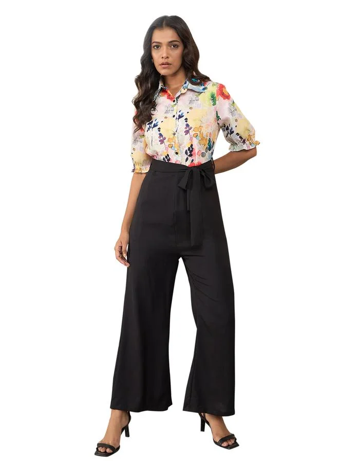 StyleStone  Stylestone Printed Spread Collar Buttoned Jumpsuit for Women | Best Price UAE
