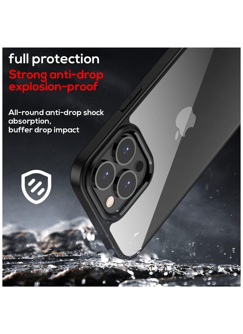 Generic - For Apple iPhone 16 Pro Max Hard Back Cover Q Series Case , Transparent Hard Back And Silicone Tpu Black Frame High Protection Compatible with Apple iPhone 16 Pro Max (6.9'') - Transparent & Black - Image 1