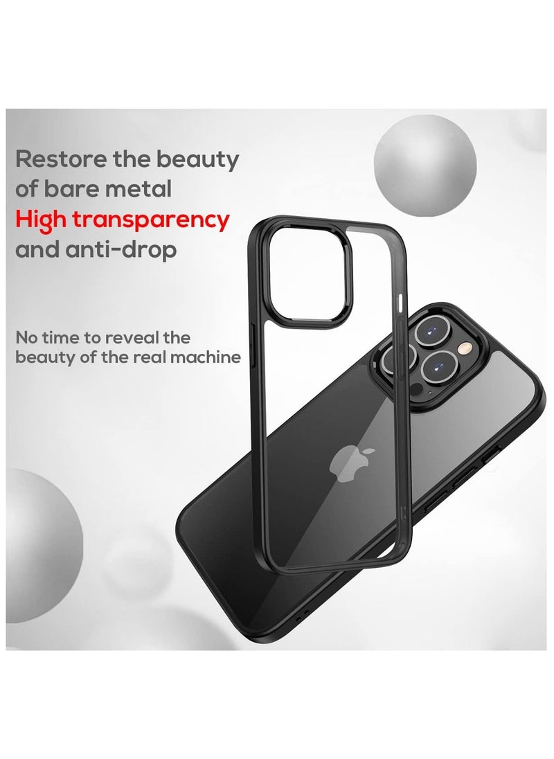 Generic - For Apple iPhone 16 Pro Max Hard Back Cover Q Series Case , Transparent Hard Back And Silicone Tpu Black Frame High Protection Compatible with Apple iPhone 16 Pro Max (6.9'') - Transparent & Black - Image 1