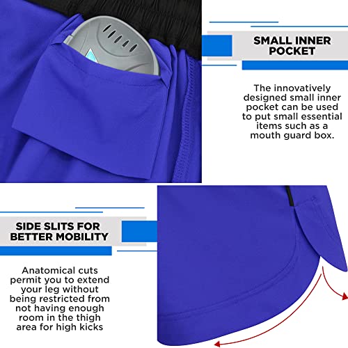 RDX MMA Shorts for Training Kickboxing Fighting Shorts for Martial Arts Cage Fight Muay Thai BJJ Boxing Grappling Blue - Image 3