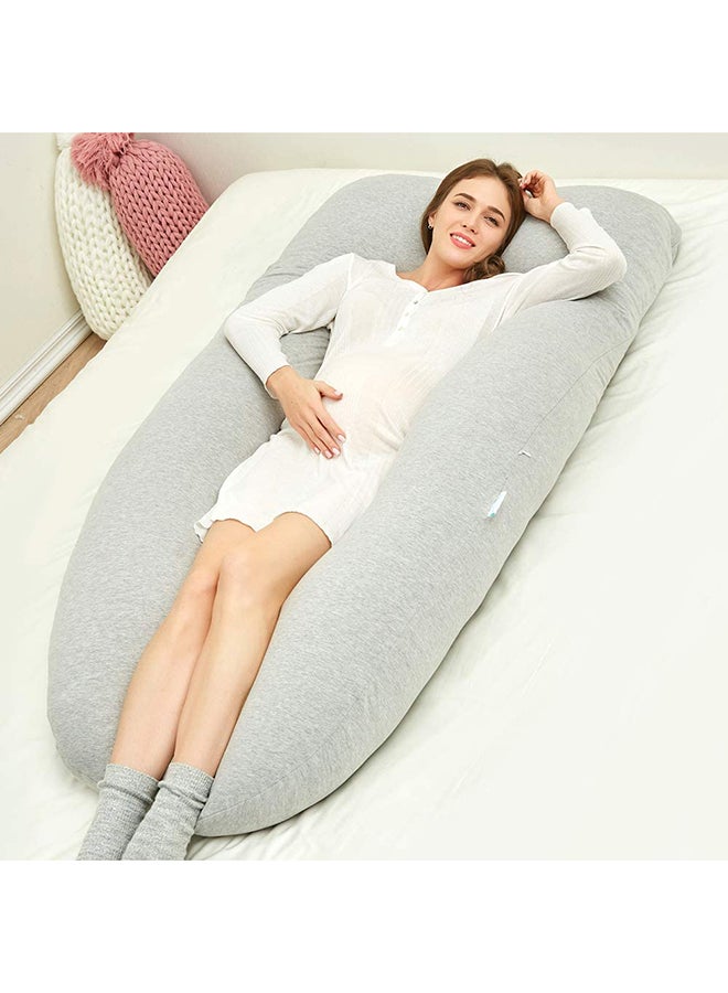 U Shape Multi-Functional Comfortable Maternity Pillow With Cover Fabric - Grey Fabric Grey 30x25x30cm - Image 5