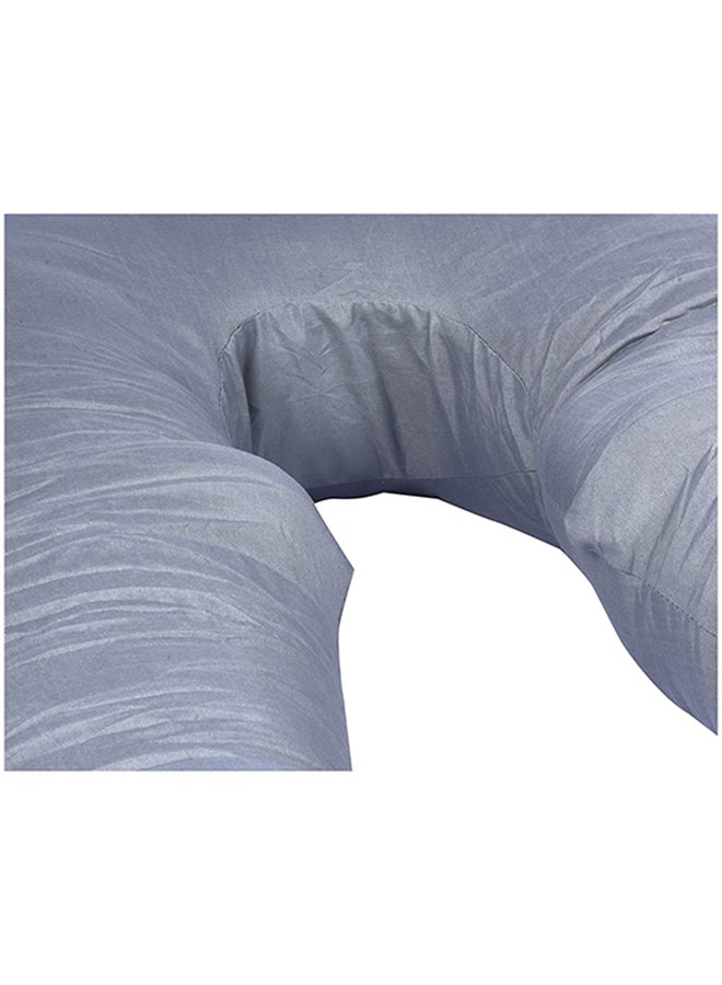 U Shape Multi-Functional Comfortable Maternity Pillow With Cover Fabric - Grey Fabric Grey 30x25x30cm - Image 3