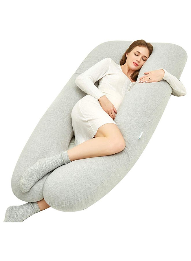 U Shape Multi-Functional Comfortable Maternity Pillow With Cover Fabric - Grey Fabric Grey 30x25x30cm - Image 4
