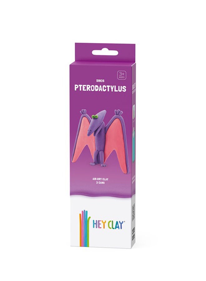 HEY CLAY DIY Pterodactylus Plastic Creative Modelling Air-Dry Clay For Kids 3 Cans - Image 1