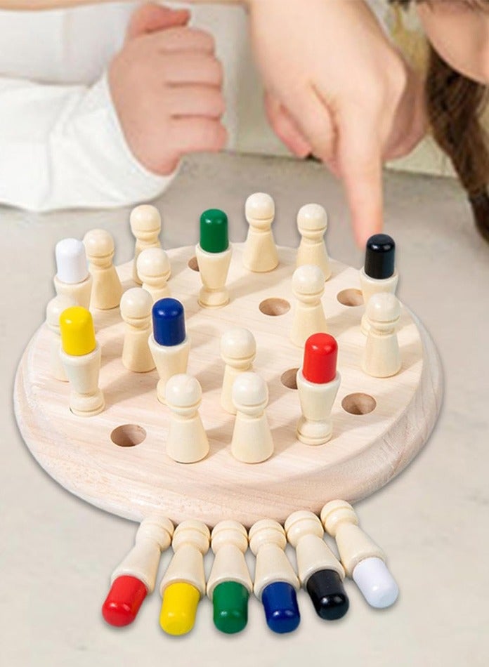 Kingston Wooden Memory Match Stick Chess Game, Hirger Color Memory Chess, Funny Block Board Game,Memory Match Stick Chess Game,Parent-Child Interaction Toy, Brain Teaser for Boys and Girls Age 3 and Up - Image 1