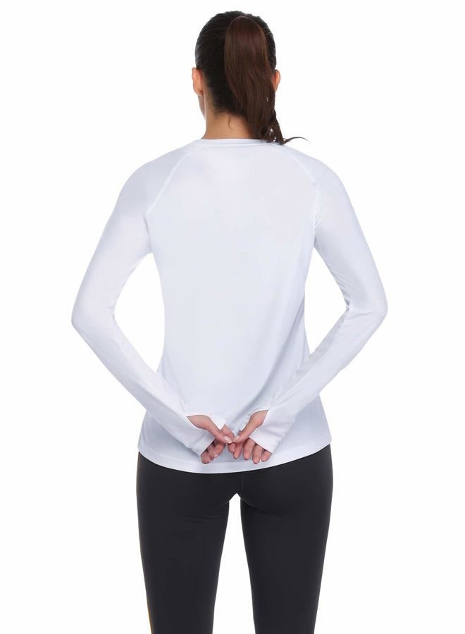HISKYWIN Women's UPF 50+ Sun Protection Long Sleeve Shirts Outdoor Hiking Fishing Tops, Long Sleeve-white, L - Image 2