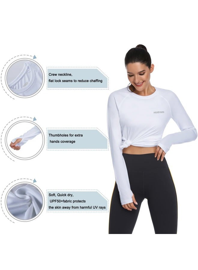 HISKYWIN Women's UPF 50+ Sun Protection Long Sleeve Shirts Outdoor Hiking Fishing Tops, Long Sleeve-white, L - Image 5