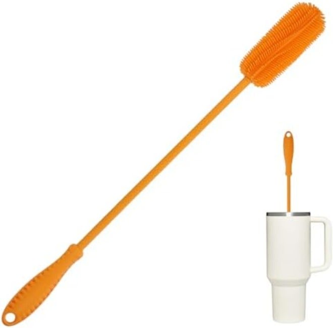 ddLUCK Silicone Bottle Cleaning Brush with Long Handle, Water Bottle Cleaner for Baby Bottles, Hydro Flask, Sports Bottle, Vase, Glassware, Perfect for Smaller Diameter Bottle Openings (Qty 1) (Long Grey) - Image 3