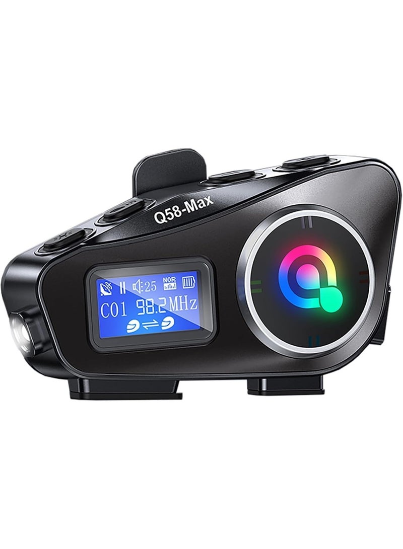 فورتي سماعة رأس بلوتوث لخوذة الدراجات النارية، سماعة رأس بلوتوث داخلية للخوذة BT5.3 مع خاصية إلغاء الضوضاء 6EQ HiFi ستيريو، مكبرات صوت لسماعات الرأس بشاشة LCD، تدعم راديو FM ومشاركة الموسيقى وبطاقة SD - Image 1