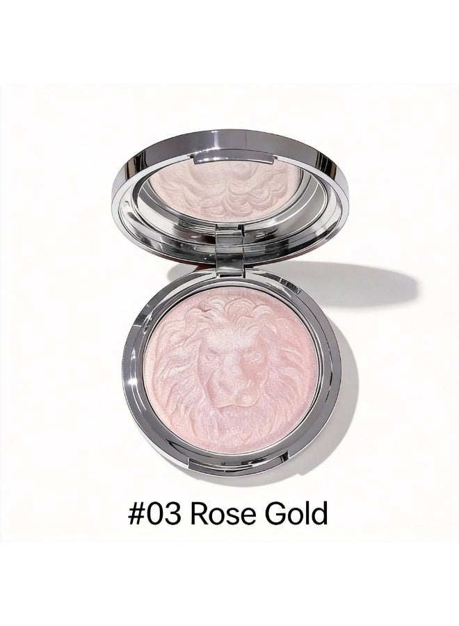 kakashow 3D Lion Embossed Luminous Highlighter, 15g Jumbo Face & Body Shimmer Powder, Long-Lasting Glow Illuminator - #03 Rose Gold - Image 2