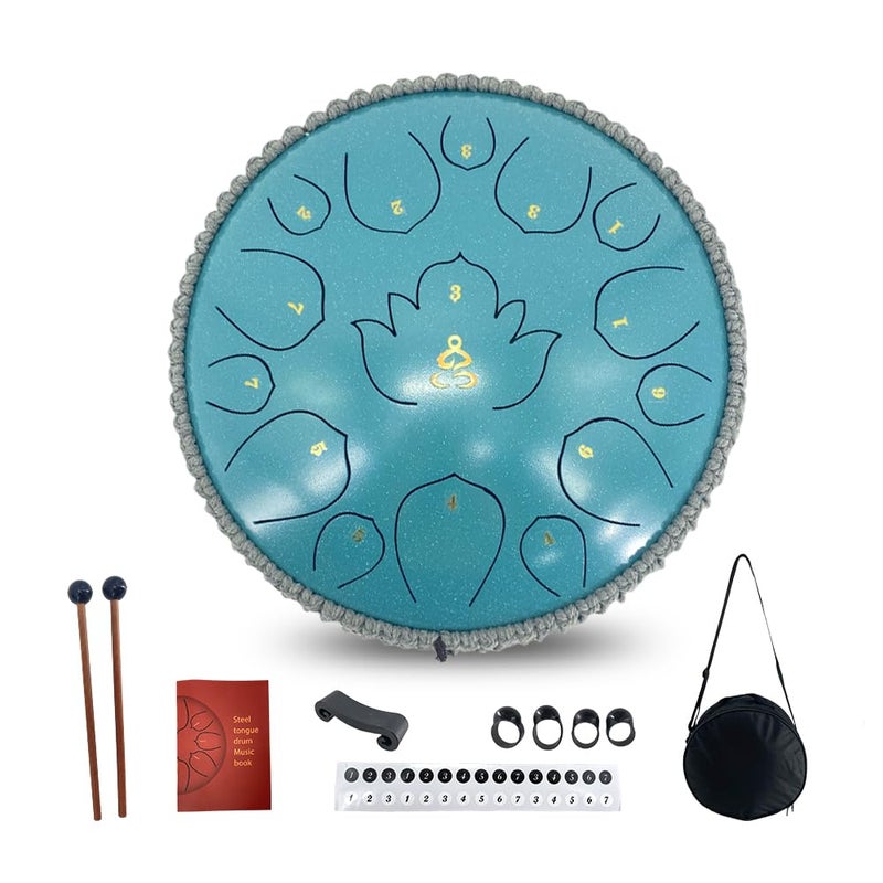 ModouString Rain Drum for Outside Garden,13 Inches 15 Notes Steel Tongue Drum with Mallets & Carry Bag Musical Instrument for Adults D Major - Image 1