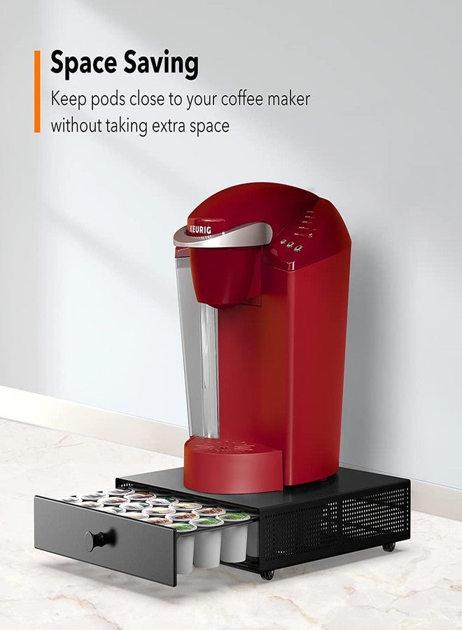 SICHEER K Cup Organization Storage Drawer Maker K Cup Holder Sliding Tray Pull out Coffee Pod Organizer Rolling Stand Countertop Maker Stand Rack Capsules Compatible with Keurig Accessories - Image 3