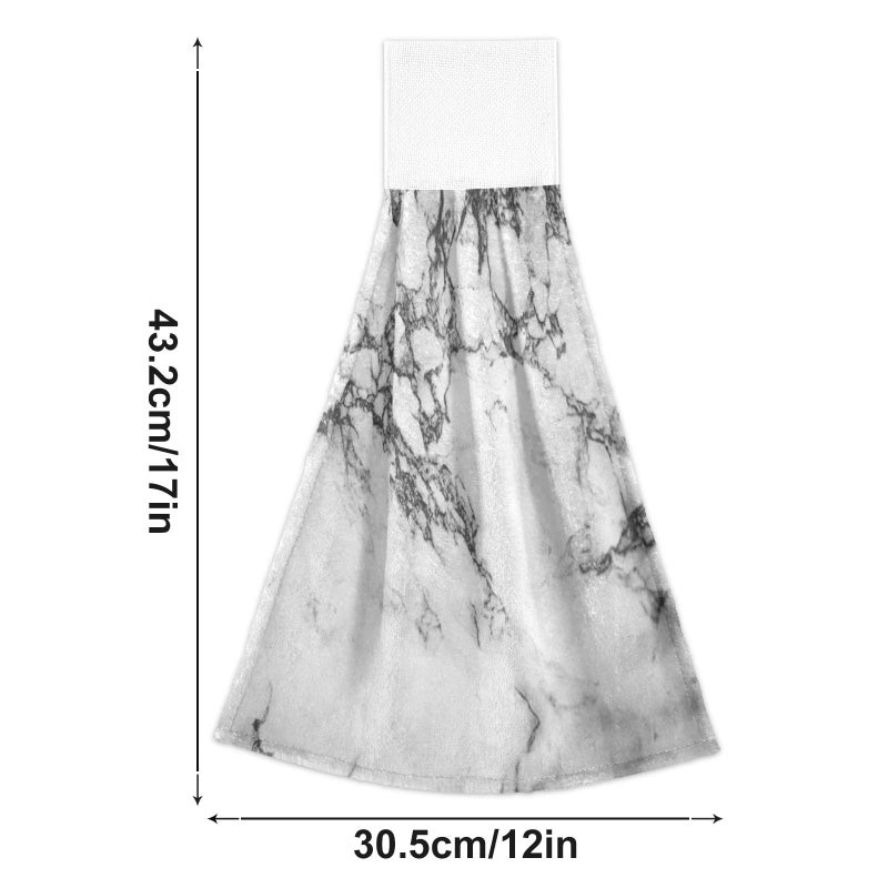 Dussdil Black Gray White Marble Hanging Kitchen Towel 12 x 17 In Marbling Marbles Hand Fingertip Towels Set of 2 Pcs Face Tie Tea Bar Dish Cloths Dry Towels Soft Absorbent Durable for Laundry Room Decor - Image 5