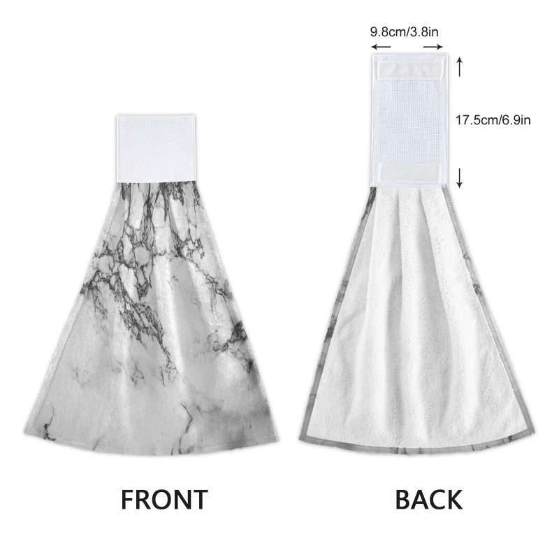 Dussdil Black Gray White Marble Hanging Kitchen Towel 12 x 17 In Marbling Marbles Hand Fingertip Towels Set of 2 Pcs Face Tie Tea Bar Dish Cloths Dry Towels Soft Absorbent Durable for Laundry Room Decor - Image 4