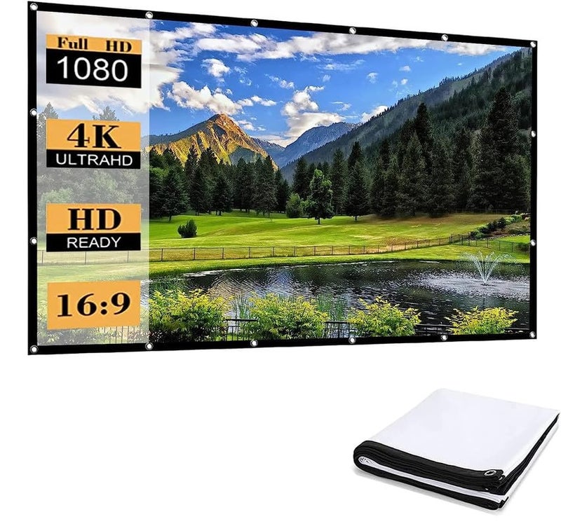 Vilro 119 inch Projector Screen,4K 16:9 Portable Eyelet Premium Video Foldable Projection for HD Home Theater Cinema Anti-Crease Indoor Outdoor Office Classroom (263 cm (W) x 148 cm (H)) - Image 1