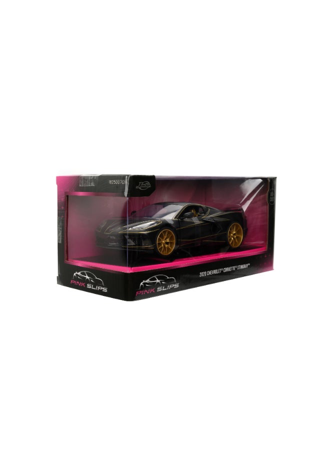 JADA جادة سلاسل وردية 1:24 - شيفروليه كورفيت 2020، سيارة مصنوعة من الصب، قاعدة، ألعاب للأطفال والبالغين - Image 3