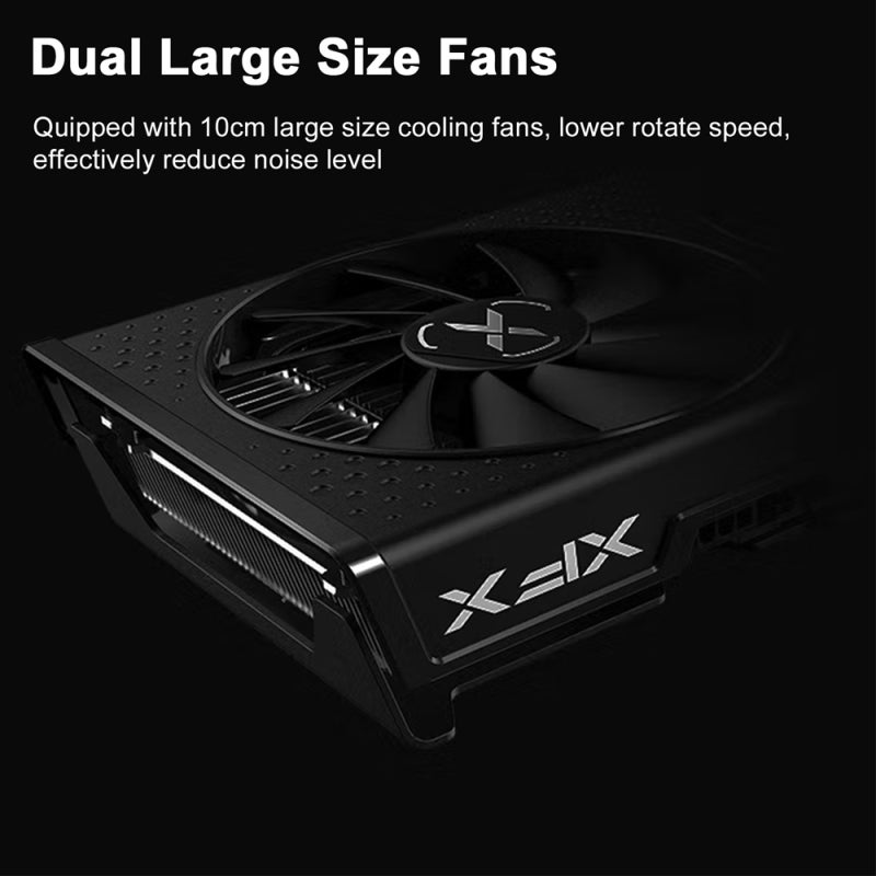 بطاقة رسوميات XFX RX 6600 بلاك وولف لألعاب الكمبيوتر 8GB/128bit/GDDR6 ذاكرة مروحتان تبريد مزدوجتان بحجم 10 سم لوحة خلفية معدنية كاملة الحجم - Image 5