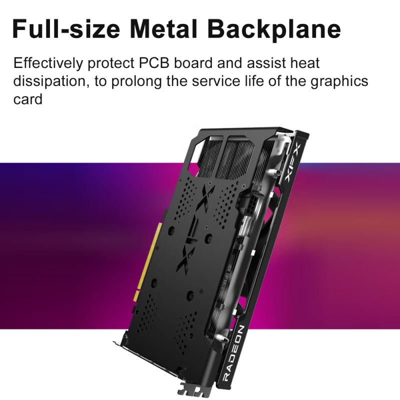 بطاقة رسوميات XFX RX 6600 بلاك وولف لألعاب الكمبيوتر 8GB/128bit/GDDR6 ذاكرة مروحتان تبريد مزدوجتان بحجم 10 سم لوحة خلفية معدنية كاملة الحجم - Image 2