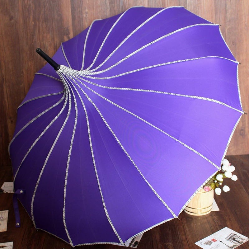 VIVISKY Pagoda Peak Old-fashionable Ingenuity Umbrella Parasol (purple) - Image 3